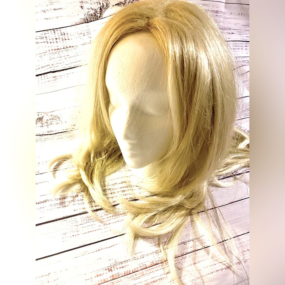 Blonde, below-shoulder length costume wig